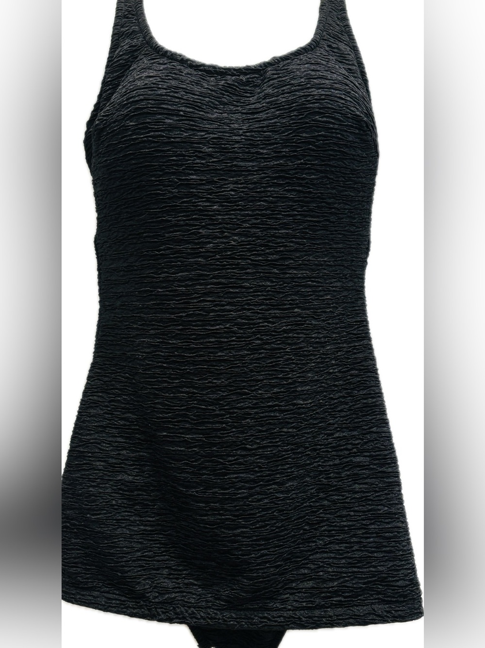Black Retro Swimsuit Textured One-Piece -- Size 16